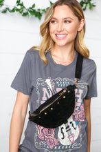 Load image into Gallery viewer, Black Vegan Suede Sling Fringe Fanny Pack/Crossbody
