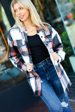 Load image into Gallery viewer, All On You Black &amp; Burnt Orange Flannel Button Down Shacket
