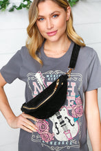 Load image into Gallery viewer, Black Faux Suede Fringe Convertible Fanny/Sling Bag
