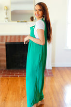 Load image into Gallery viewer, Summer Dreaming Emerald Wide Leg Suspender Overall Jumpsuit
