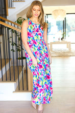 Load image into Gallery viewer, Watercolor Floral Fit and Flare Sleeveless Maxi Dress
