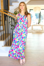 Load image into Gallery viewer, Watercolor Floral Fit and Flare Sleeveless Maxi Dress
