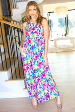 Load image into Gallery viewer, Watercolor Floral Fit and Flare Sleeveless Maxi Dress
