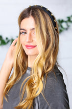 Load image into Gallery viewer, Black Rhinestone Top Knot Silky Knit Headband
