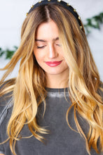 Load image into Gallery viewer, Black Rhinestone Top Knot Silky Knit Headband
