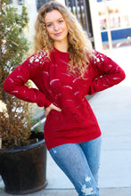 Load image into Gallery viewer, Feeling Fun Burgundy Pointelle Lace Shoulder Knit Sweater
