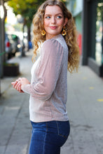 Load image into Gallery viewer, On Your Way Camel Ribbed Mock Neck Puff Sleeve Top
