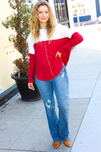 Load image into Gallery viewer, Festive Red &amp; White Drop Shoulder Outseam Color Block Top
