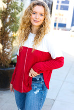 Load image into Gallery viewer, Festive Red &amp; White Drop Shoulder Outseam Color Block Top
