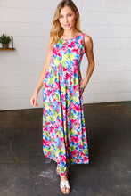 Load image into Gallery viewer, Watercolor Floral Fit and Flare Sleeveless Maxi Dress
