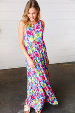 Load image into Gallery viewer, Watercolor Floral Fit and Flare Sleeveless Maxi Dress
