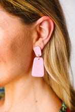 Load image into Gallery viewer, Pink Rectangle Geometric Dangle Earrings

