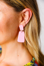 Load image into Gallery viewer, Pink Rectangle Geometric Dangle Earrings

