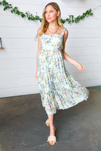 Load image into Gallery viewer, Light Blue Floral Tie Shoulder Tiered Maxi Dress
