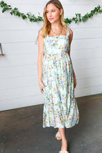 Load image into Gallery viewer, Light Blue Floral Tie Shoulder Tiered Maxi Dress
