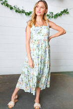 Load image into Gallery viewer, Light Blue Floral Tie Shoulder Tiered Maxi Dress
