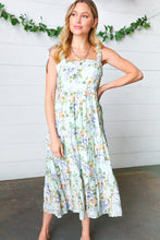 Load image into Gallery viewer, Light Blue Floral Tie Shoulder Tiered Maxi Dress
