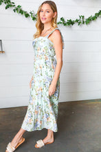 Load image into Gallery viewer, Light Blue Floral Tie Shoulder Tiered Maxi Dress
