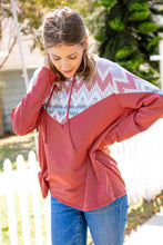 Load image into Gallery viewer, Aztec Print Thermal Knit Chevron Hoodie
