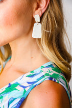 Load image into Gallery viewer, Off White Rectangle Geometric Dangle Earrings
