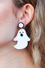 Load image into Gallery viewer, Halloween Beaded Ghost Dangle Earrings
