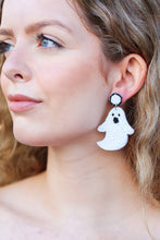 Load image into Gallery viewer, Halloween Beaded Ghost Dangle Earrings
