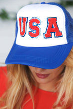 Load image into Gallery viewer, Royal Blue USA Snap Back Mesh Trucker Cap

