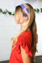 Load image into Gallery viewer, USA Flag Stretchy Knit Twist Headband
