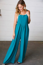 Load image into Gallery viewer, Teal Wide Leg Suspender Overall Jumpsuit
