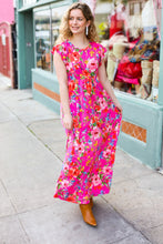 Load image into Gallery viewer, In Your Dreams Fuchsia Floral Fit &amp; Flare Maxi Dress
