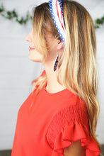 Load image into Gallery viewer, Red/White &amp; Blue Knit Twist Headband
