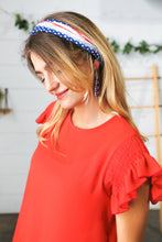 Load image into Gallery viewer, Red/White &amp; Blue Knit Twist Headband
