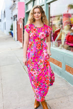 Load image into Gallery viewer, In Your Dreams Fuchsia Floral Fit &amp; Flare Maxi Dress
