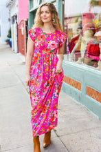 Load image into Gallery viewer, In Your Dreams Fuchsia Floral Fit &amp; Flare Maxi Dress
