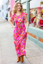 Load image into Gallery viewer, In Your Dreams Fuchsia Floral Fit &amp; Flare Maxi Dress
