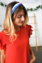 Load image into Gallery viewer, Red/White &amp; Blue Knit Twist Headband

