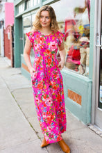 Load image into Gallery viewer, In Your Dreams Fuchsia Floral Fit &amp; Flare Maxi Dress
