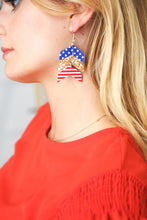 Load image into Gallery viewer, Glitter Stars/Stripes Tiered Foam Dangle Earrings
