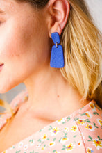 Load image into Gallery viewer, Cobalt Rectangle Geometric Dangle Earrings
