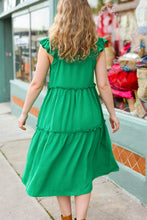 Load image into Gallery viewer, Lots To Love Kelly Green Smocked Flutter Sleeve Tiered Midi Dress
