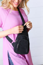 Load image into Gallery viewer, Black Corduroy Sling Crossbody Bag
