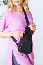 Load image into Gallery viewer, Black Corduroy Sling Crossbody Bag
