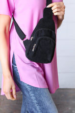 Load image into Gallery viewer, Black Corduroy Sling Crossbody Bag
