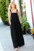 Load image into Gallery viewer, Black Wide Leg Suspender Overall Jumpsuit
