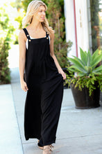 Load image into Gallery viewer, Black Wide Leg Suspender Overall Jumpsuit
