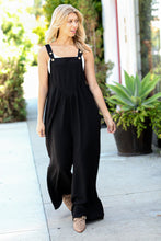 Load image into Gallery viewer, Black Wide Leg Suspender Overall Jumpsuit
