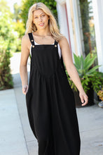 Load image into Gallery viewer, Black Wide Leg Suspender Overall Jumpsuit
