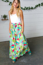 Load image into Gallery viewer, Fushcia &amp; Green Boho Wide Leg Tie Waist Twofer Jumpsuit
