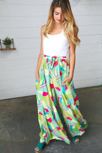 Load image into Gallery viewer, Fushcia &amp; Green Boho Wide Leg Tie Waist Twofer Jumpsuit
