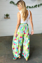 Load image into Gallery viewer, Fushcia &amp; Green Boho Wide Leg Tie Waist Twofer Jumpsuit
